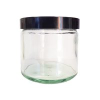 250ml Clear Glass Jar - Black Lid 4 Pack