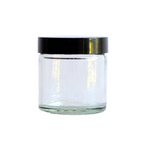 60ml Clear Glass Jar - Black Lid - 4 Pack