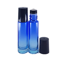 10ml Blue Ombre Thick Glass Roller Bottle Black Cap