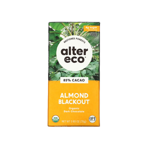 Alter Eco Organic 85% Dark Chocolate Almond Blackout - 80g