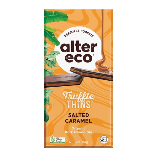 Alter Eco Chocolate Organic Salted Caramel Dark Truffle Thins - 84g 