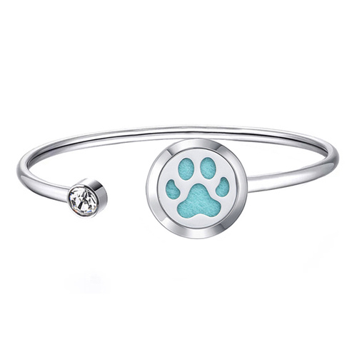Stainless Steel Diffuser Bangle - Paw Print