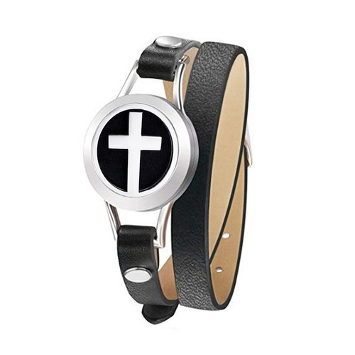 Leather Strap Diffuser Bracelet - Cross
