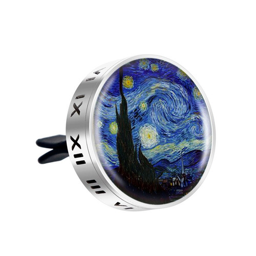 Stainless Steel & Enamel Diffuser Car Clip - Starry Night