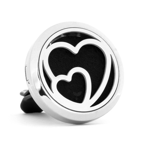Stainless Steel Car Diffuser Clip - Two Hearts