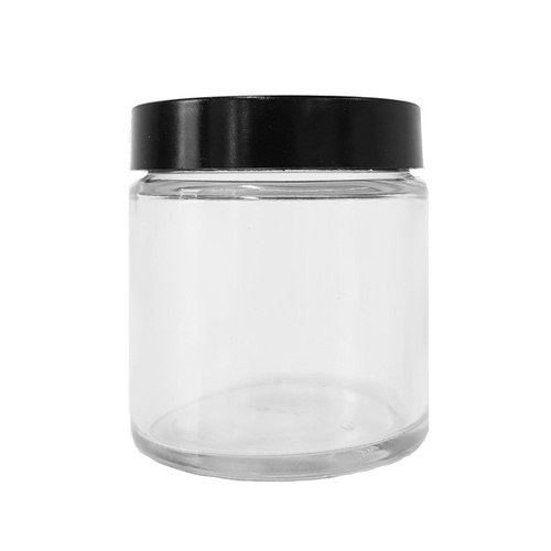 120ml Clear Glass Jar - Black Lid