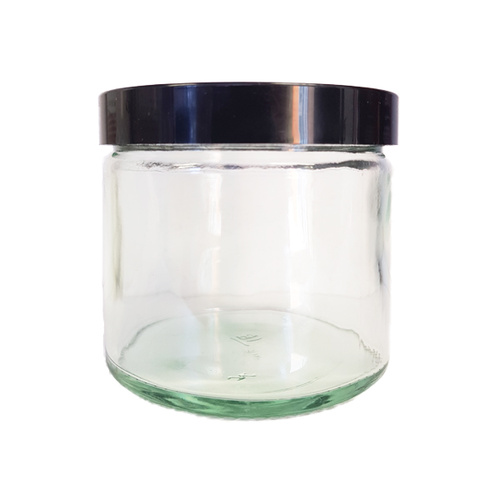 250ml Clear Glass Jar - Black Lid