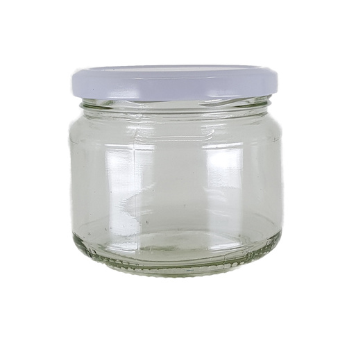 300ml Clear Glass Jar - White Lid