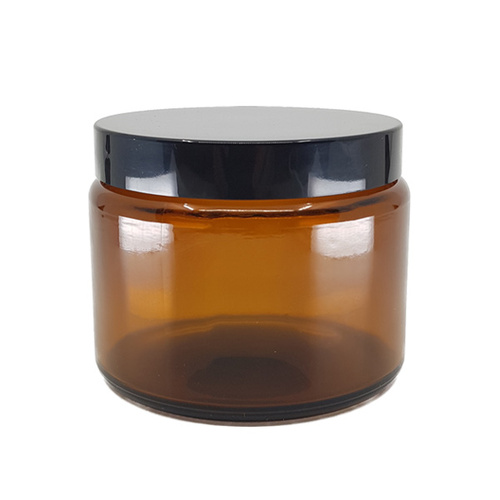 500ml Amber Glass Jar - Black Lid