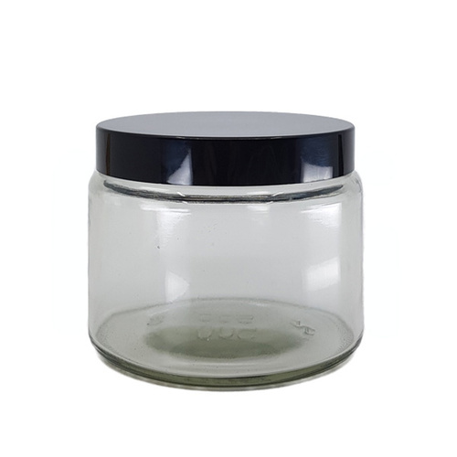 500ml Clear Glass Jar - Black Lid