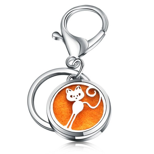 25mm Stainless Steel Diffuser Keyring - Cat