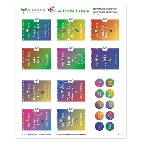 Roller Bottle Labels - Kids