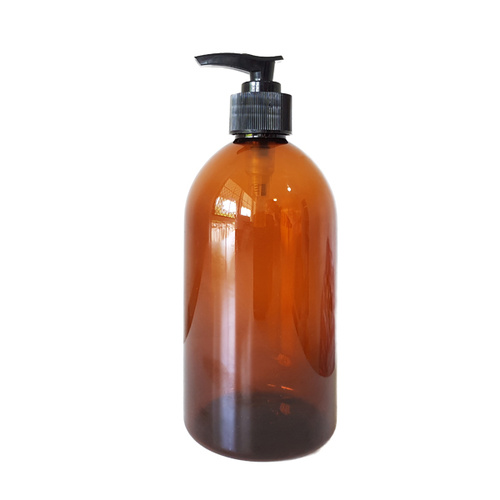 500ml Lotion Pump Bottle - Plastic Amber 