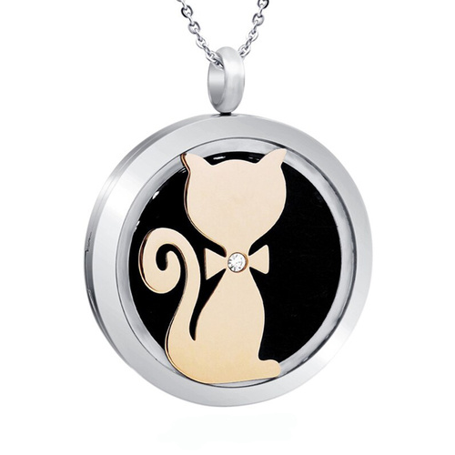 Stainless Steel Diffuser Pendant - Cat Bow Tie Gold