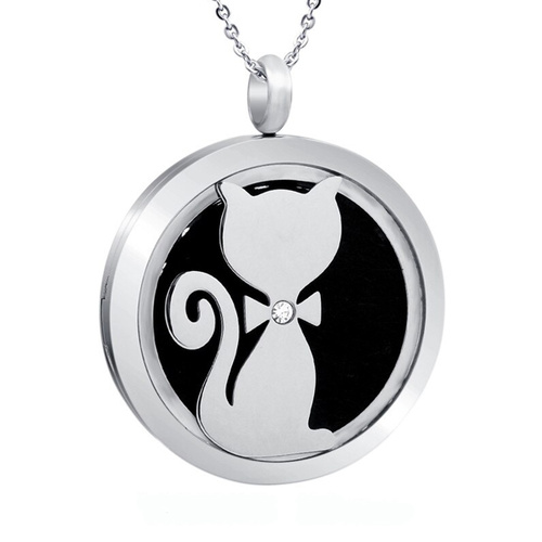 Stainless Steel Diffuser Pendant - Cat Bow Tie Silver