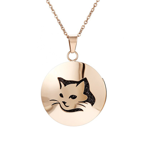 Stainless Steel Diffuser Pendant - Cat Rose Gold Simple