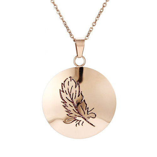 Stainless Steel Diffuser Pendant - Feather Rose Gold Simple 
