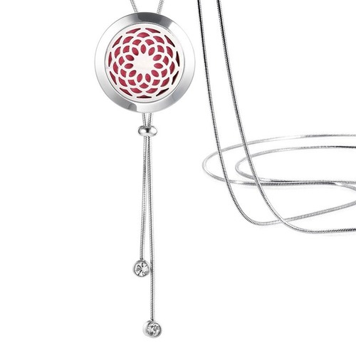 Snake Chain Adjustable Pendant Necklace - Chrysanthemum