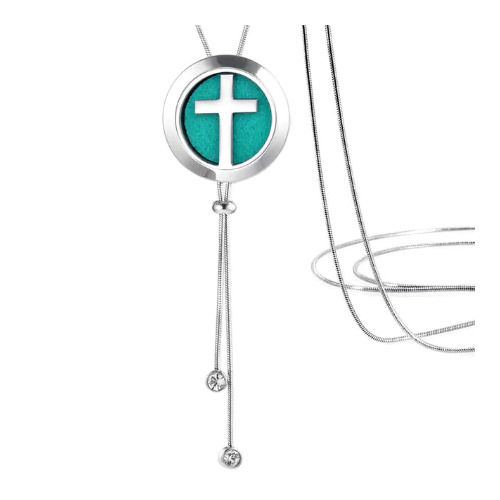 Snake Chain Adjustable Pendant Necklace - Cross