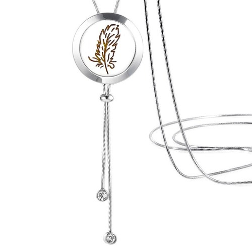 Snake Chain Adjustable Pendant Necklace - Feather