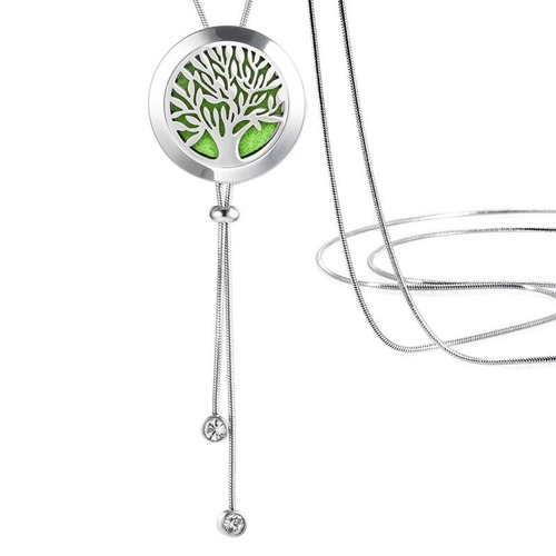 Snake Chain Adjustable Pendant Necklace - Tree