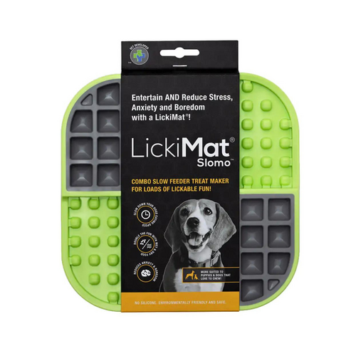 LickiMat Slomo - Wet & Dry Double Slow Food Bowl Cats & Dogs - Green