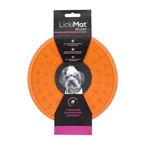LickiMat Splash Wall & Floor Suction Slow Feeder Dog & Cat Bowl - Orange