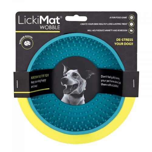 LickiMat Wobble Slow Feeder Boredom Buster Dog & Cat Food Bowl - Blue