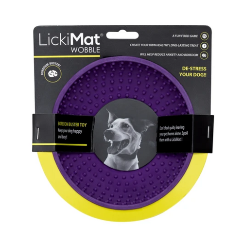 LickiMat Wobble Slow Feeder Boredom Buster Dog & Cat Food Bowl - Purple