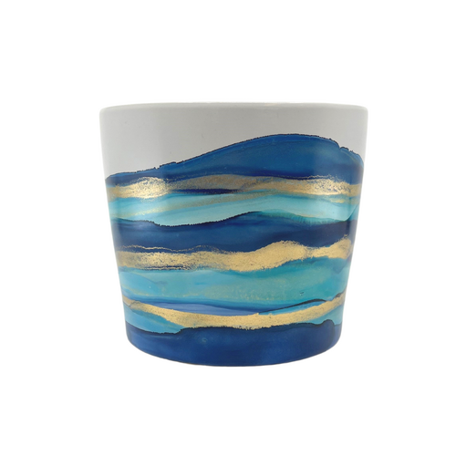 Plant Pot - Duo Colour Blue Gold 15 x 15
