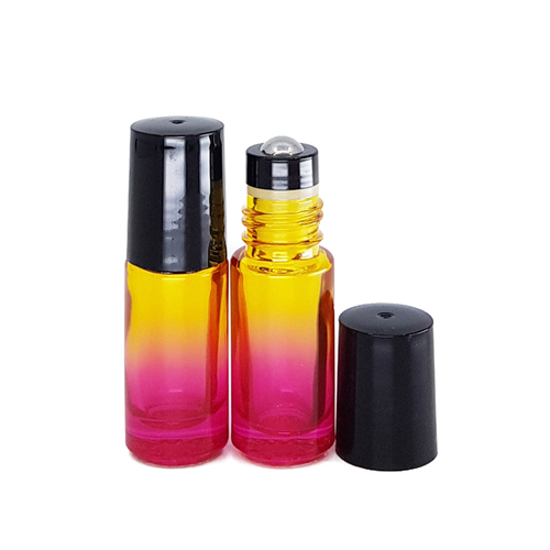 5ml Pink Yellow Ombre Thick Glass Roller Bottle